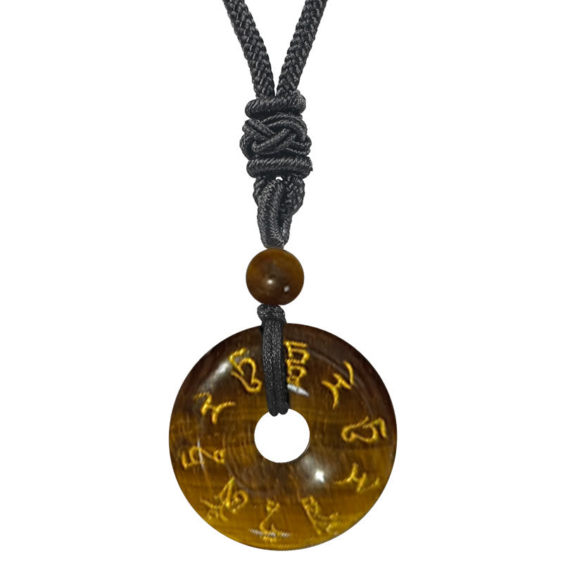 Buddhist Blessing Green Tara Mantra Natural Various Crystal Black Obsidian Fulfilment Necklace Pendant