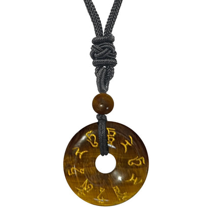 Buddhist Blessing Green Tara Mantra Natural Various Crystal Black Obsidian Fulfilment Necklace Pendant