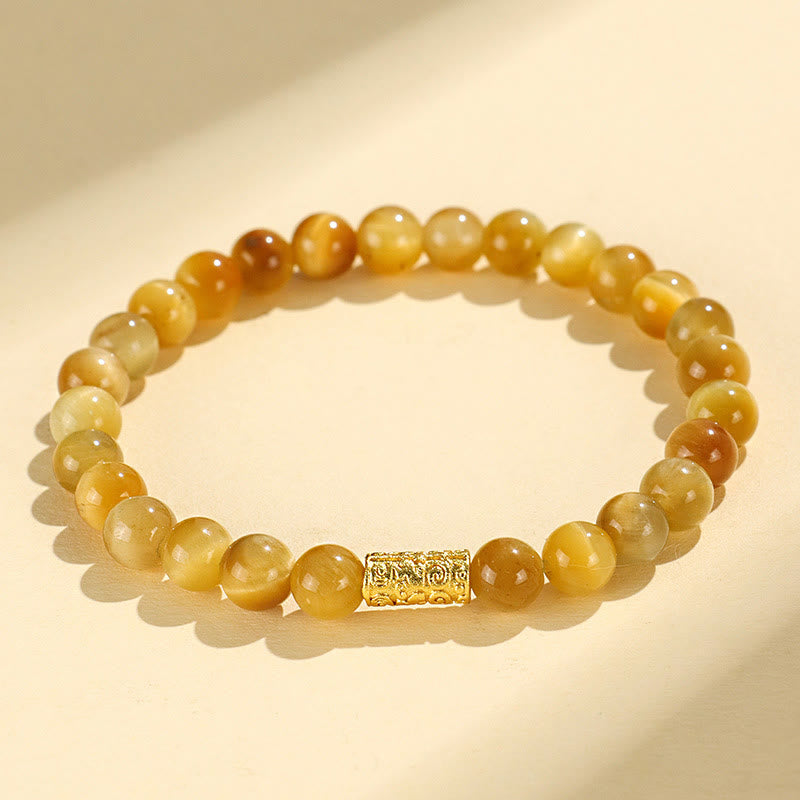 Buddhist Blessing Tiger Eye Fu Character Bamboo Koi Fish Lotus Om Mani Padme Hum Protection Bracelet