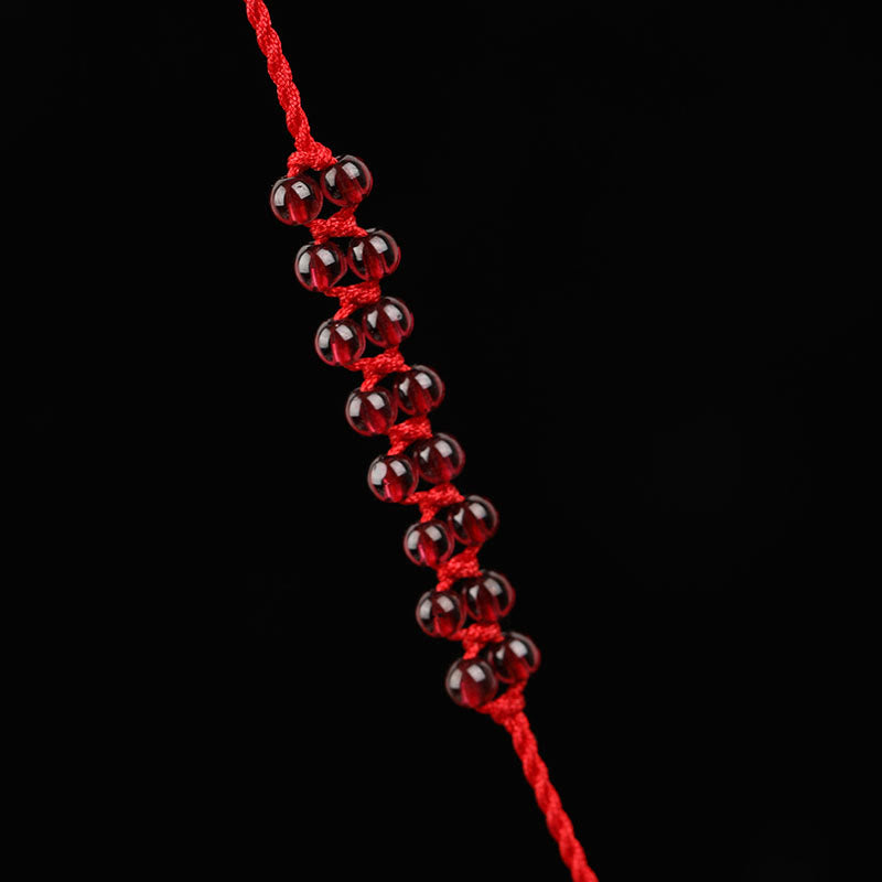 Buddhist Blessing Chinese Zodiac Natural Garnet Peace Buckle Blessing Red String Belly Chain