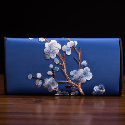 Buddhist Blessing Plum Bossom Su Embroidery Journey Shopping Long Purse Handbag