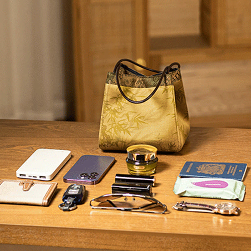 Buddhist Blessing Bamboo Branches Bead Pendant Tassel Xiangyunsha Silk Shoulder Bag Hangbags