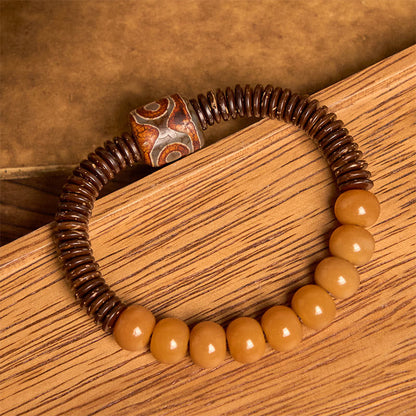 Buddhist Blessing Tibetan Bodhi Seed Dzi Bead Coconut Shell Wisdom Bracelet