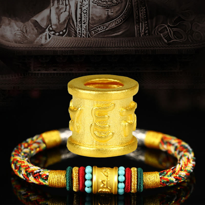 Buddhist Blessing Tibet 999 Gold Om Mani Padme Hum Handmade Eight Thread Peace Knot Luck Bracelet