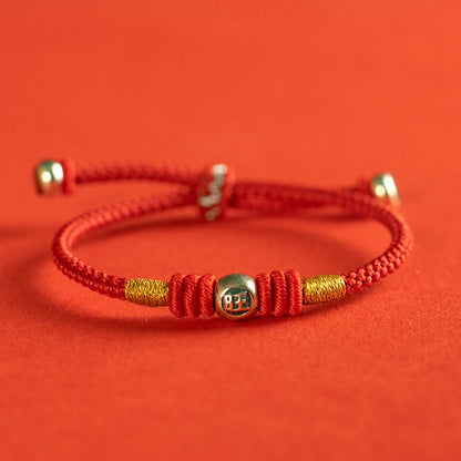 Buddhist Blessing Red String Chinese Characters Protection Bracelet