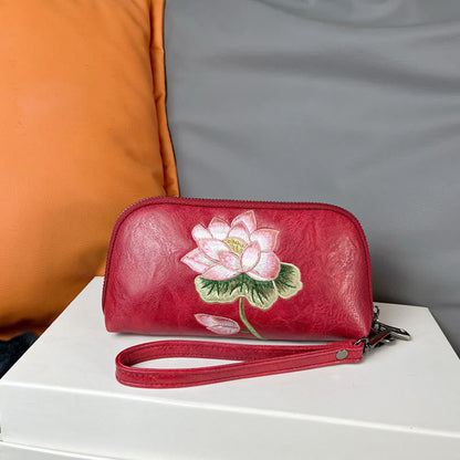 Buddhist Blessing Lotus Su Embroidery Journey Shopping Purse Handbag