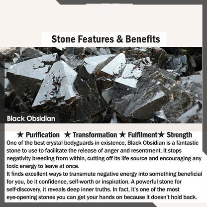 Buddhist Blessing Swastika Pattern Vajra Protection Mantra Natural Various Crystal Black Obsidian Purification Necklace Pendant