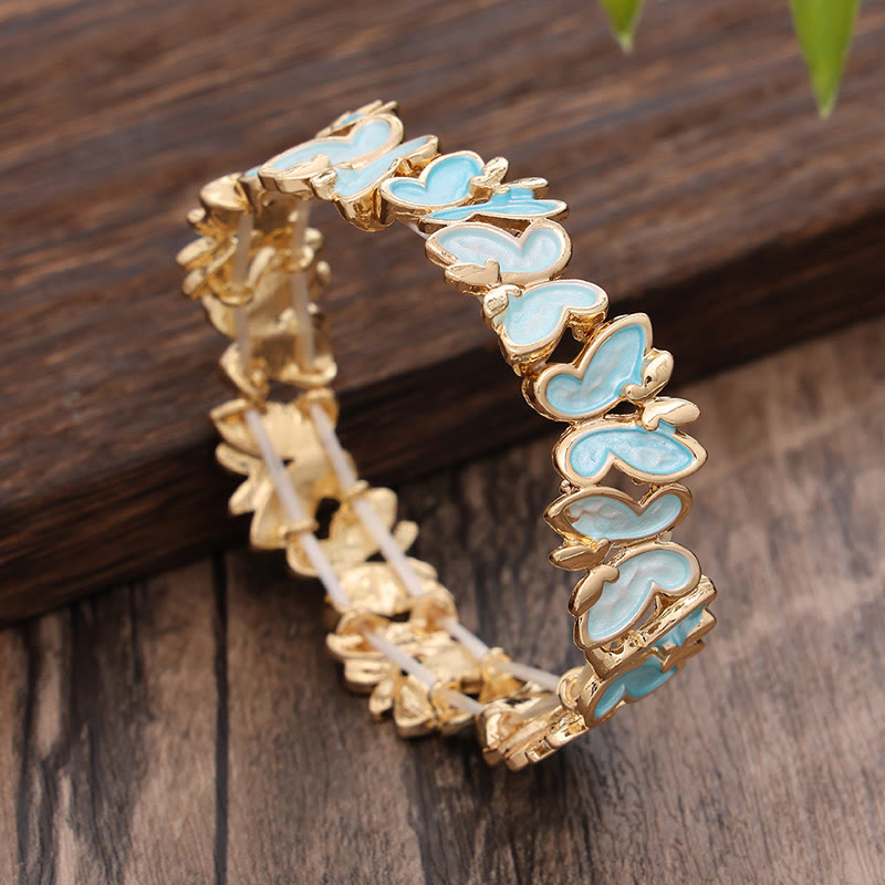 Buddhist Blessing Colorful Butterfly Freedom Alloy Elastic Bracelet Bangle