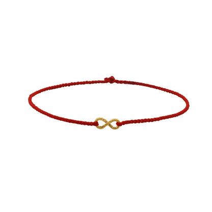 Buddhist Blessing 999 Gold Mobius Infinite Love Fu Character Copper Coin Protection Handmade Ultra-Thin Rope Bracelet