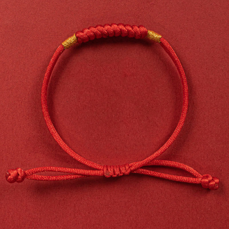 Buddhist Blessing Handmade Braided Red String Happy Knot Flat Knot Colorful Rope Bracelet