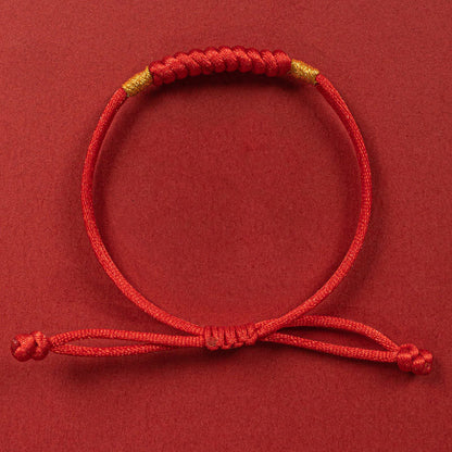 Buddhist Blessing Handmade Braided Red String Happy Knot Flat Knot Colorful Rope Bracelet