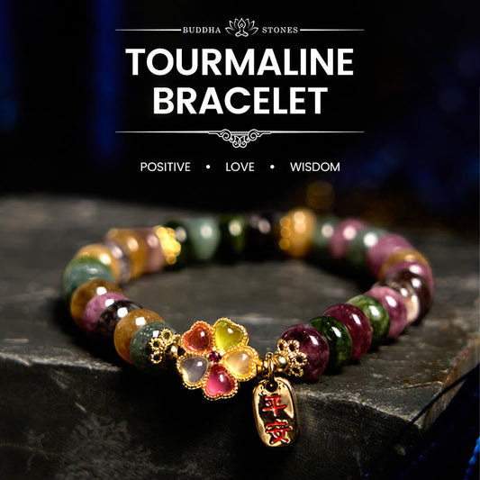 Buddhist Blessing Tourmaline Jade Safe And Well Love Bracelet