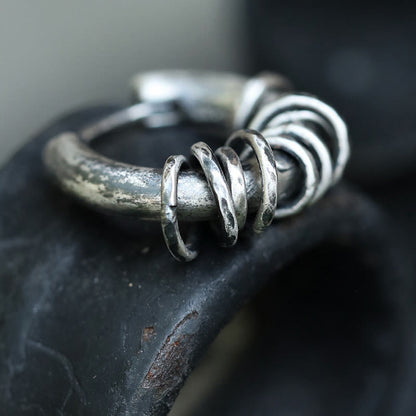 Buddhist Blessing 925 Sterling Silver Hand-hammered Protection Earrings