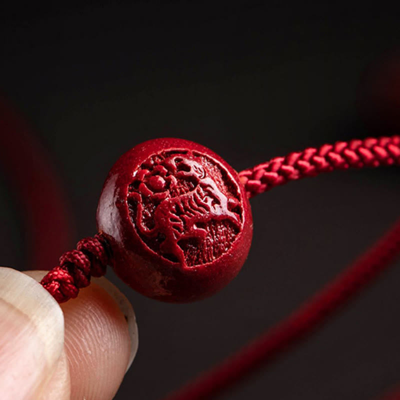 Buddhist Blessing Natural Cinnabar Chinese Zodiac Gourd Calm Blessing Red String Belly Chain