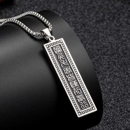 Buddhist Blessing The Nine-word Mantra Titanium Steel Bagua Yin Yang Balance Necklace Pendant
