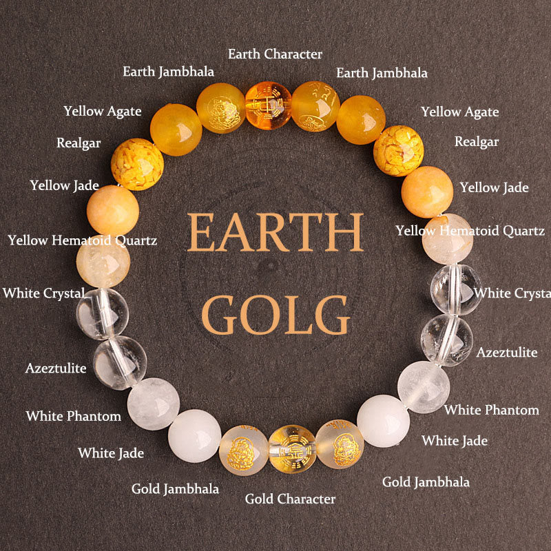 Buddhist Blessing Five Elements Various Agate Crystal South Red Agate Strawberry Quartz Sun Stone Citrine Luck Bracelet