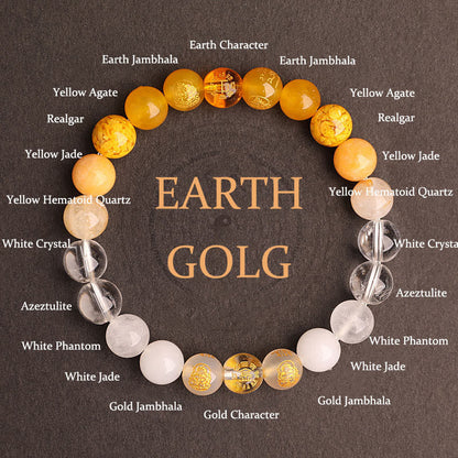 Buddhist Blessing Five Elements Various Agate Crystal South Red Agate Strawberry Quartz Sun Stone Citrine Luck Bracelet