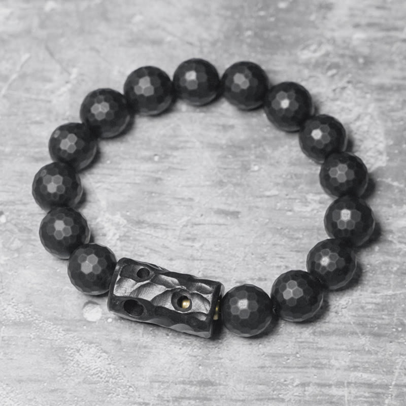 Buddhist Blessing Matte Frosted Surface Black Onyx Ebony Protection Bracelet