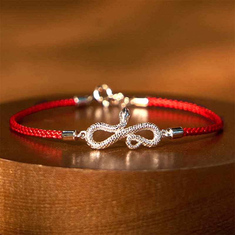 Buddhist Blessing 999 Sterling Silver Year Of Snake Red String Protection Braided Bracelet
