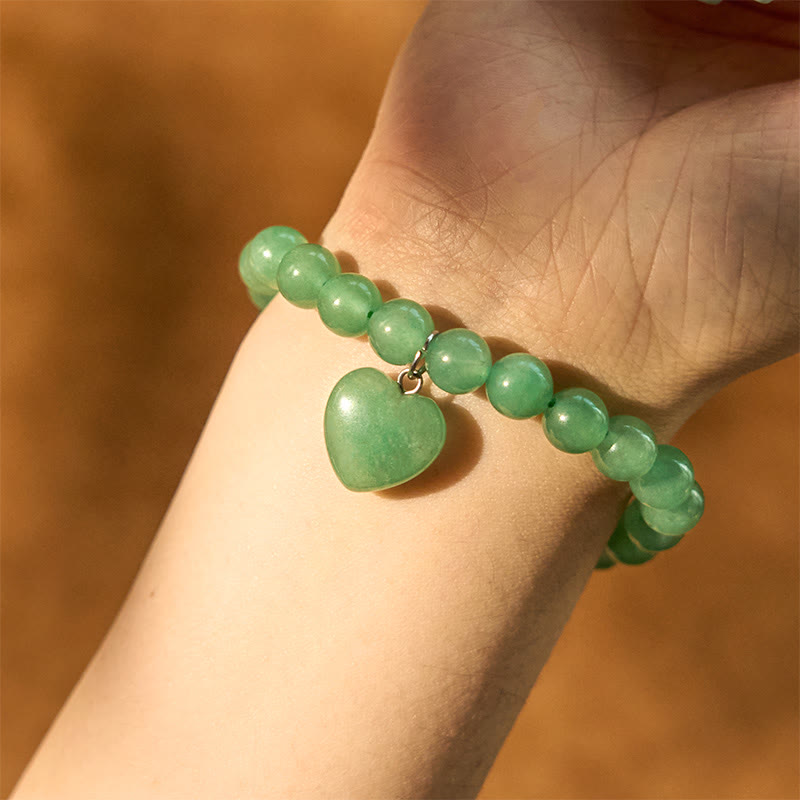 Buddhist Blessing Various Crystal Green Aventurine Love Heart Balance Bracelet