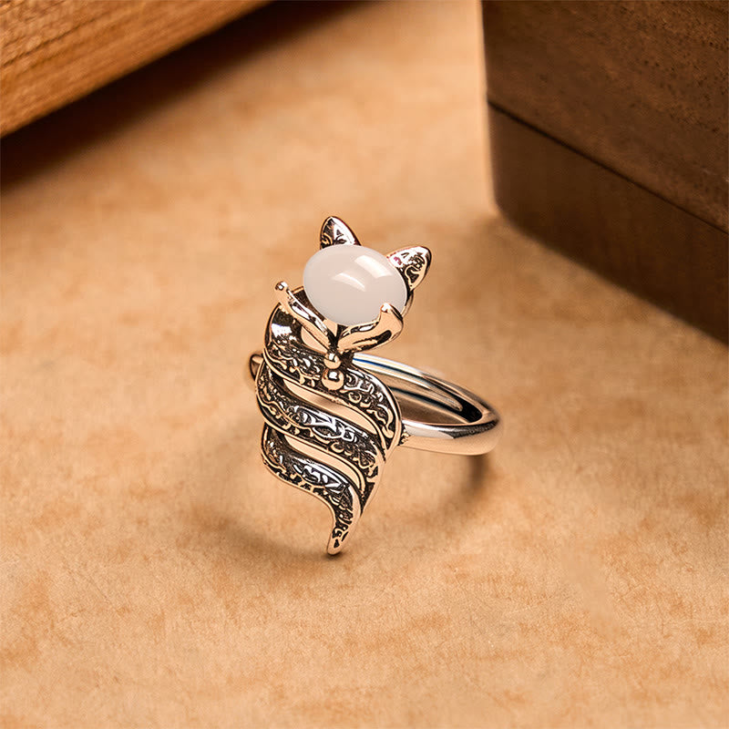 Buddhist Blessing Copper Fox Head Open Healing Ring