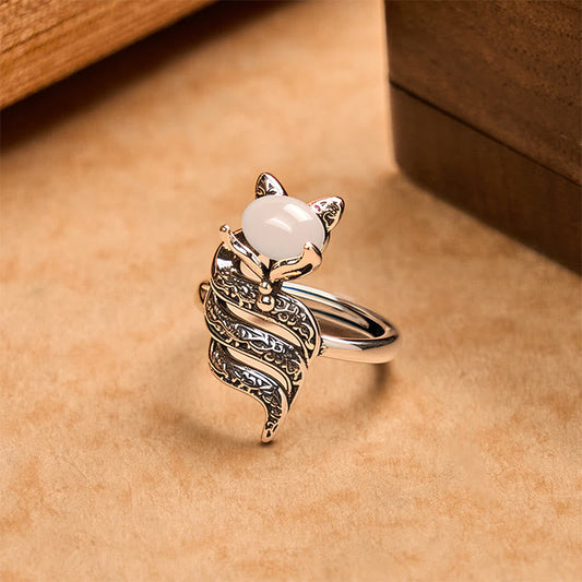 Buddhist Blessing Copper Fox Head Open Healing Ring