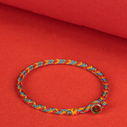 Buddhist Blessing 925 Sterling Silver Eight Thread Peace Knot Colorful Rope Luck Braided Bracelet