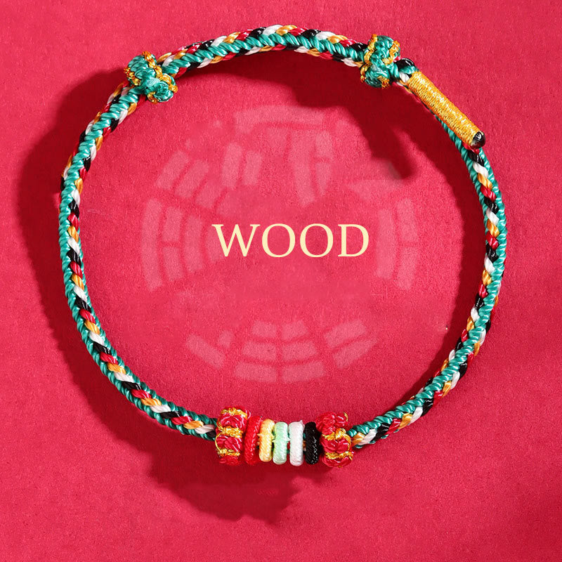 Buddhist Blessing Five Elements Colorful String Completeness Knot Reef Knot Braid Luck Bracelet