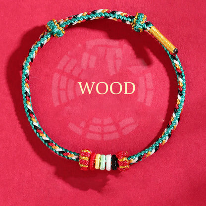 Buddhist Blessing Five Elements Colorful String Completeness Knot Reef Knot Braid Luck Bracelet