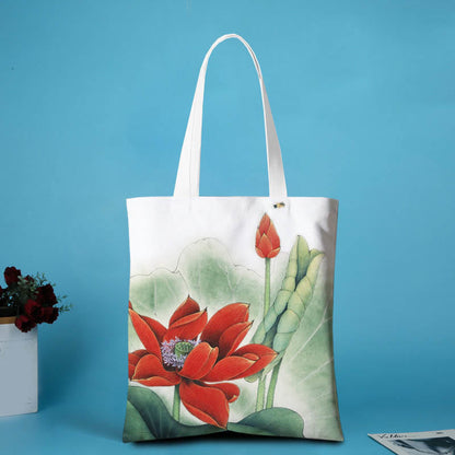 Buddhist Blessing Lotus Shape Canvas Shoulder Bag