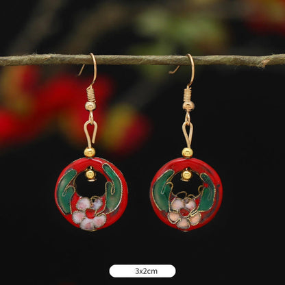 Buddhist Blessing Lotus Butterfly Flower Alloy Copper Enlightenment Drop Earrings