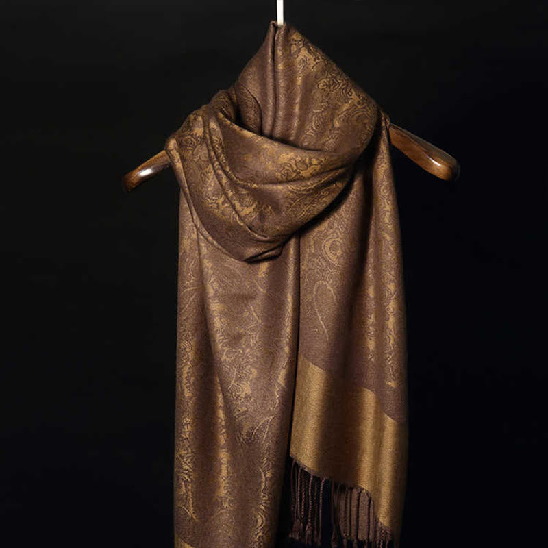 Buddhist Blessing Tibetan Cashew Jacquard Tassels Shawl Spring Fall Winter Warm Cozy Scarf Wrap