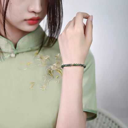 Buddhist Blessing Moss Agate Lucky Bead Soothing Bracelet