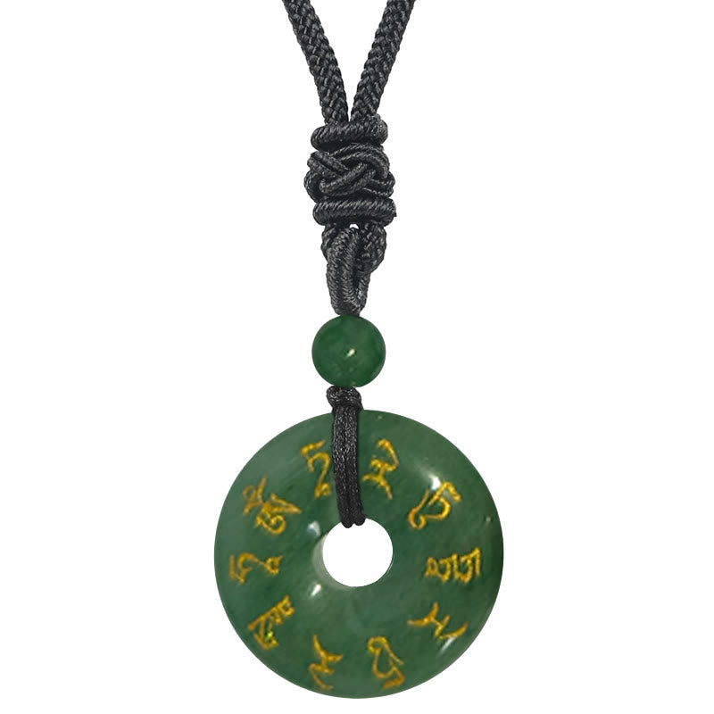 Buddhist Blessing Green Tara Mantra Natural Various Crystal Black Obsidian Fulfilment Necklace Pendant