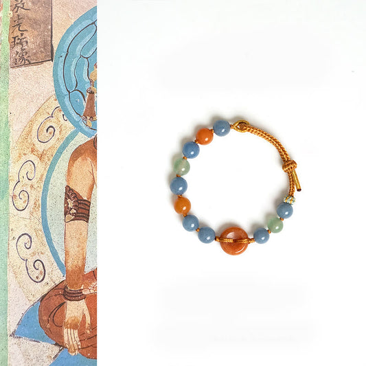 Buddhist Blessing Colored Aventurine Peace Buckle Cure Bracelet