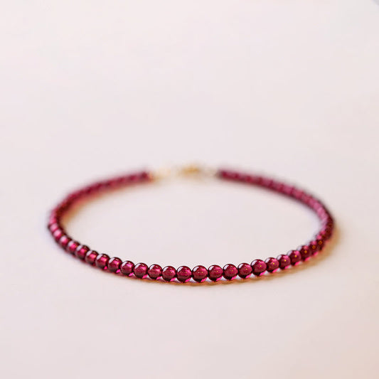Buddhist Blessing 3mm Natural Small Garnet Ultra-Thin Beads Protection Bracelet