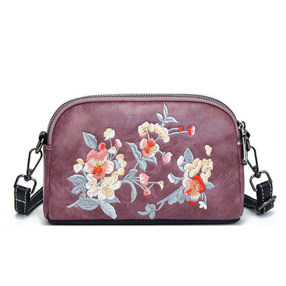 Buddhist Blessing Peony Pomegranate Flowers Su Embroidery Journey Shopping Purse Shoulder Bag Crossbody Bag