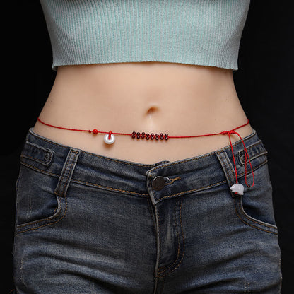 Buddhist Blessing Chinese Zodiac Natural Garnet Peace Buckle Blessing Red String Belly Chain