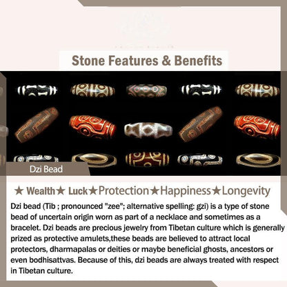 Buddhist Blessing Tibetan Nine-Eye Dzi Bead Wealth Leather Buckle Bracelet