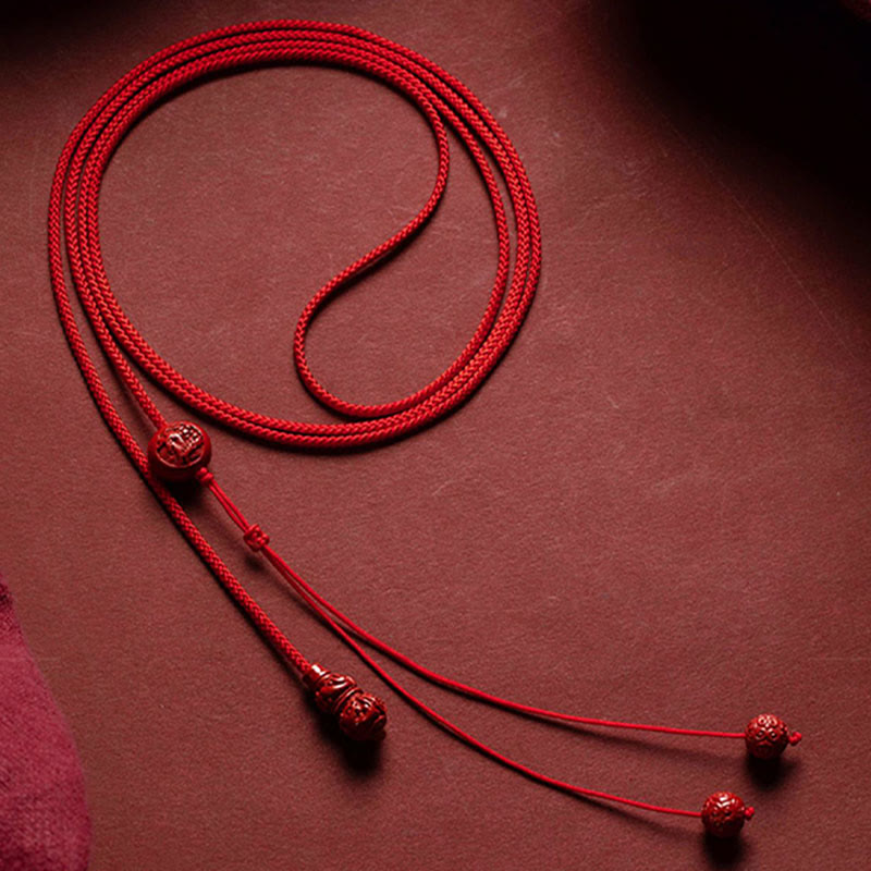 Buddhist Blessing Natural Cinnabar Chinese Zodiac Gourd Calm Blessing Red String Belly Chain