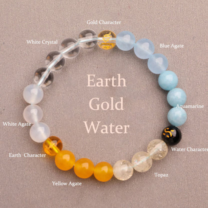 Buddhist Blessing Five Elements Various Agate Crystal Sun Stone Wisdom Bracelet