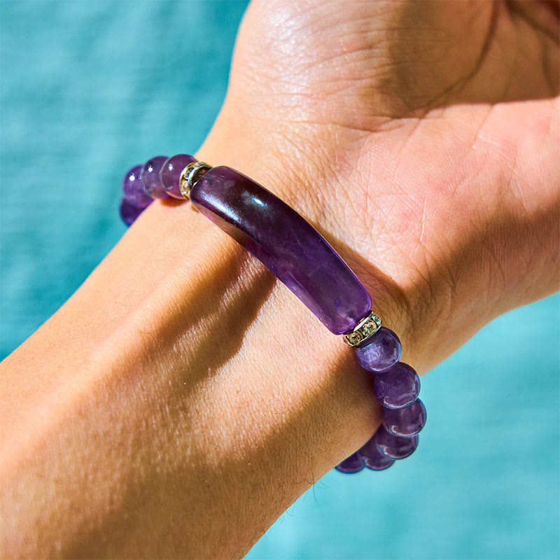 Buddhist Blessing Natural Quartz Love Heart Healing Beads Bracelet