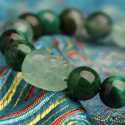 Buddhist Blessing Five Elements Various Agate Crystal Green Strawberry Quartz Moss Agate Green Phantom Luck Bracelet