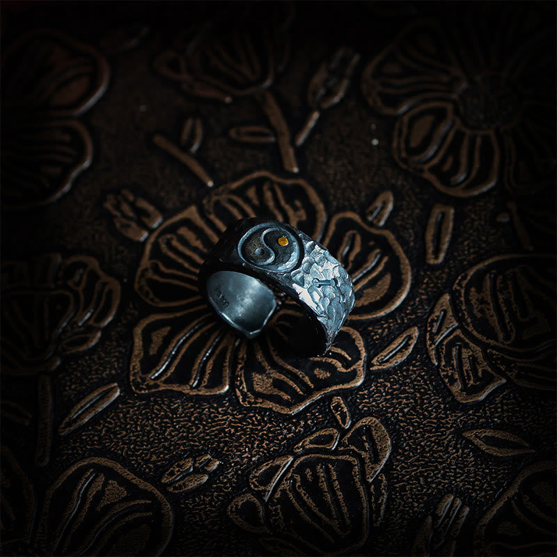 Buddhist Blessing 999 Sterling Silver Yin Yang Balance Ring