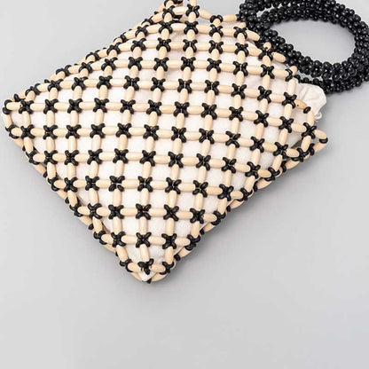Buddhist Blessing Hand-woven Lozenge Wooden Beads Handbag