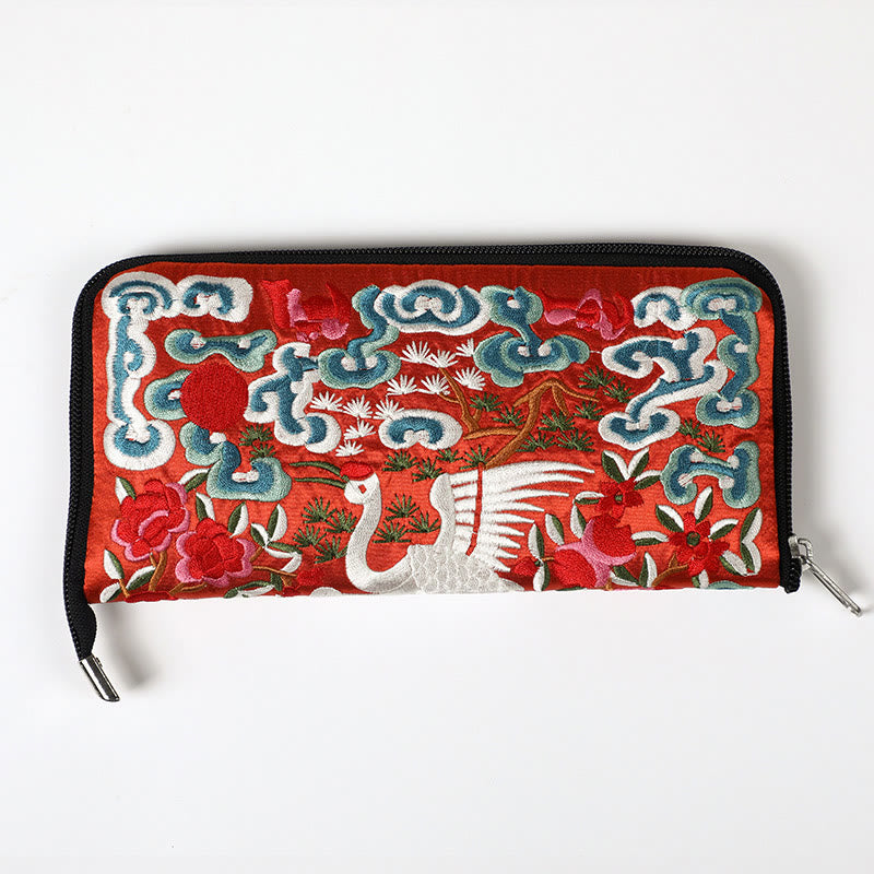 Buddhist Blessing Mythical Beast Phoenix Dragon Qilin Su Embroidery Ticket Folder Storage Journey Shopping Purse Handbag