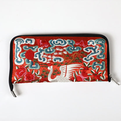 Buddhist Blessing Mythical Beast Phoenix Dragon Qilin Su Embroidery Ticket Folder Storage Journey Shopping Purse Handbag