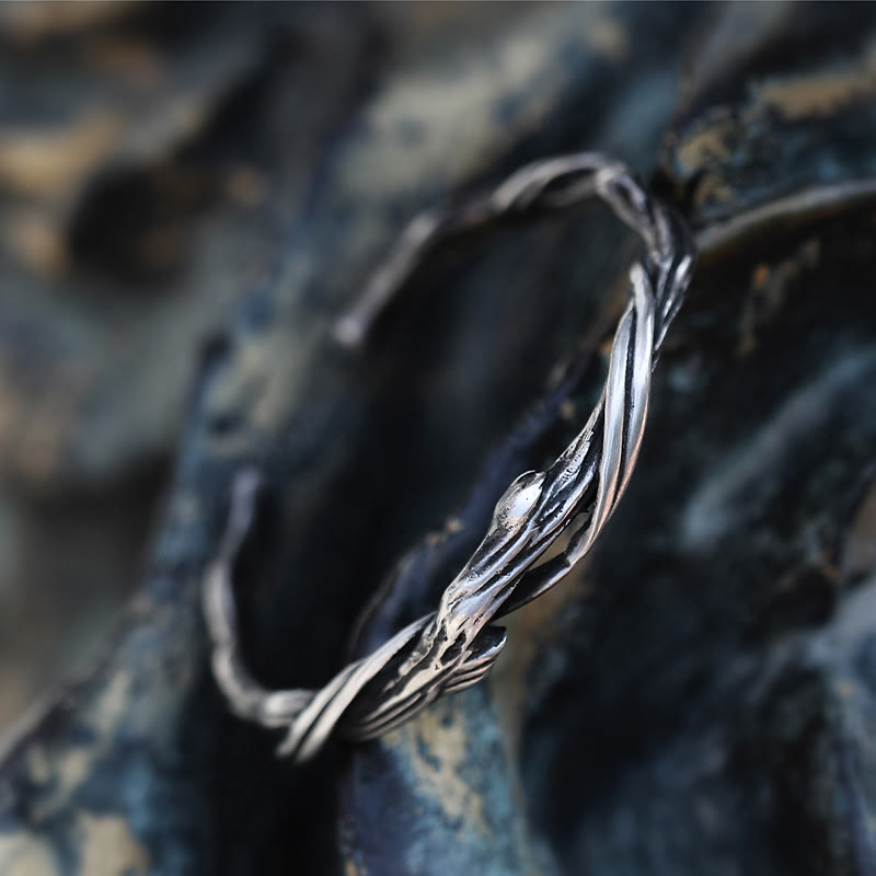 Buddhist Blessing 999 Sterling Silver Driftwood Cuff Bracelet Bangle