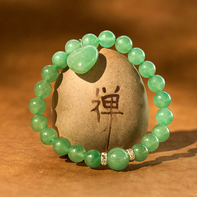 Buddhist Blessing Various Crystal Green Aventurine Love Heart Balance Bracelet