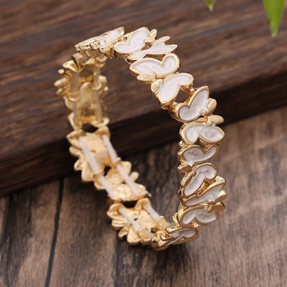 Buddhist Blessing Colorful Butterfly Freedom Alloy Elastic Bracelet Bangle